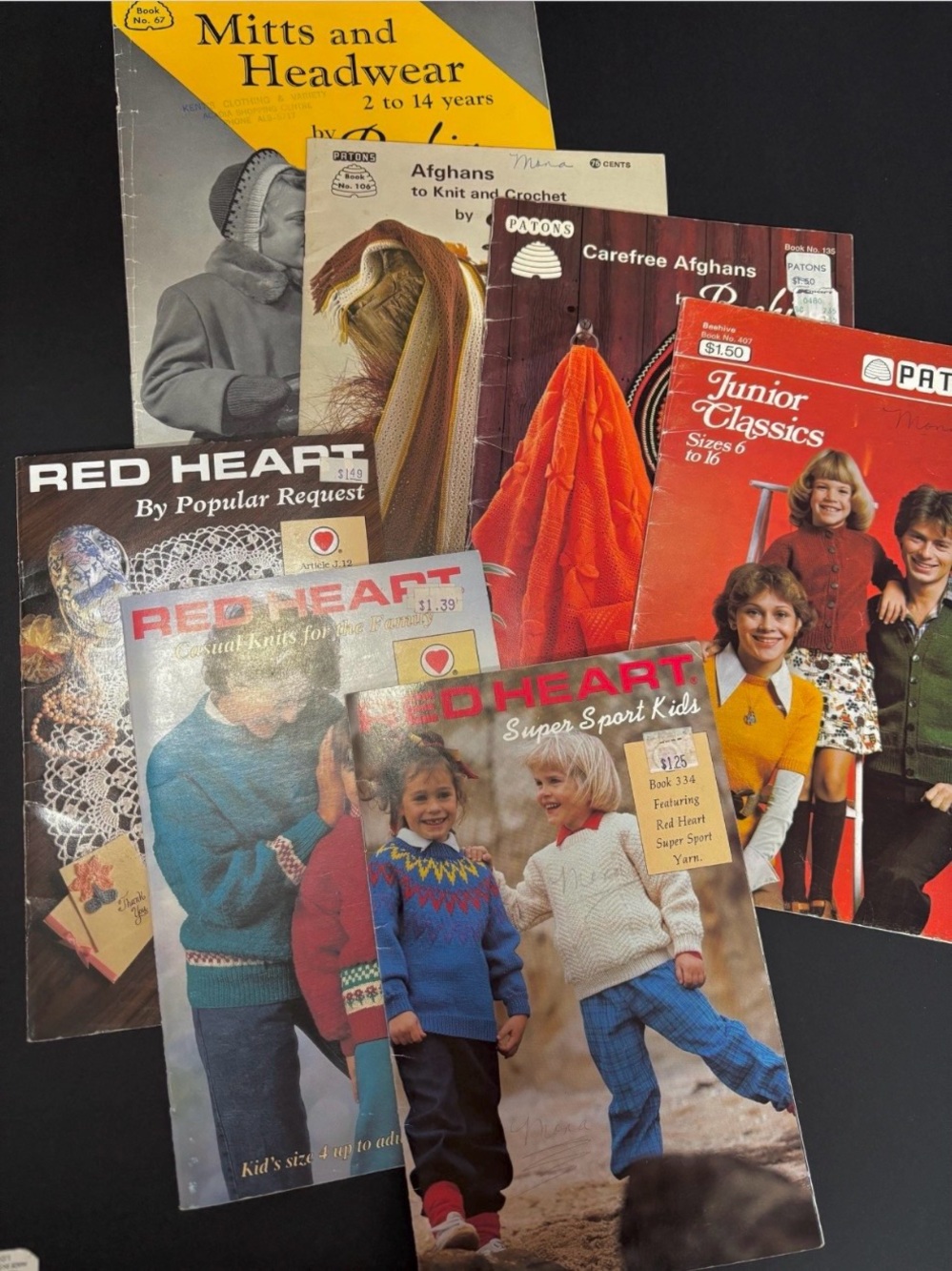 Vintage Craft Pattern Booklet Lot Patons Beehive Red Heart 70s 80s Retro